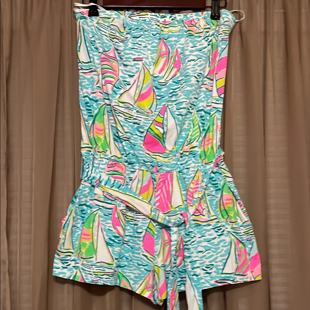 Lilly Pulitzer Blue and Pink Tropical romper